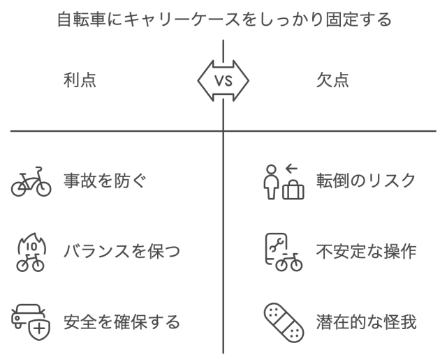 自転車にキャリーケースをしっかり固定する