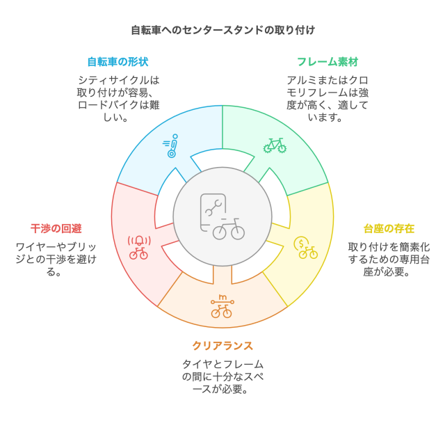 自転車へのセンタースタンドの取り付け