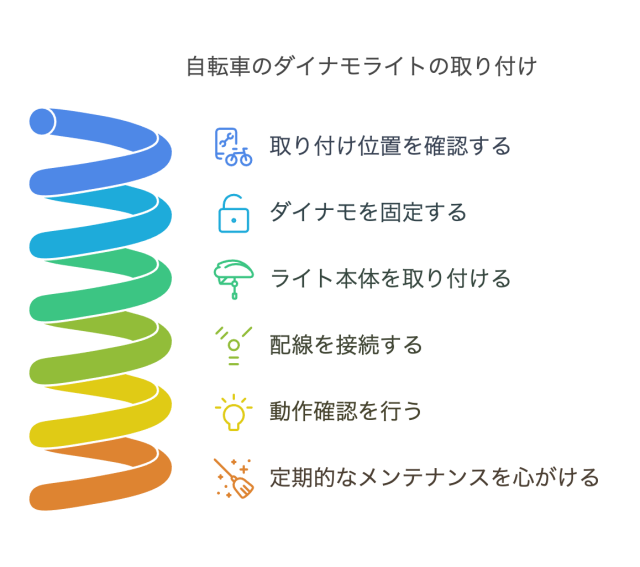自転車のダイナモライトの取り付け