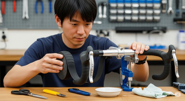 ブルホーンのバーテープ巻き方【準備と基本】