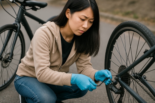 クロスバイクのチェーンのたるみの直し方