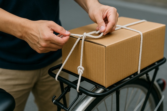 安全な自転車荷台の紐の結び方