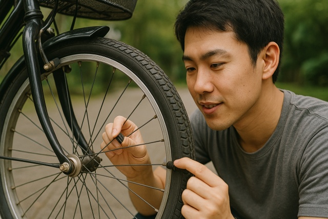 自転車タイヤキャップと100均のスーパーバルブ交換