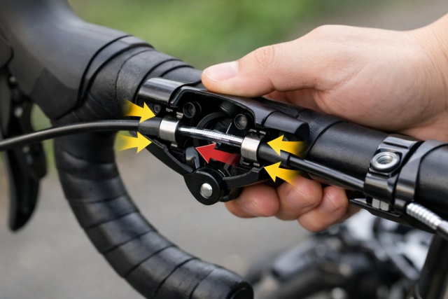 アウターワイヤーを押し広げるメカニカル式の構造