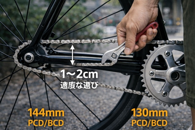 チェーンの張りとテンションの調整方法