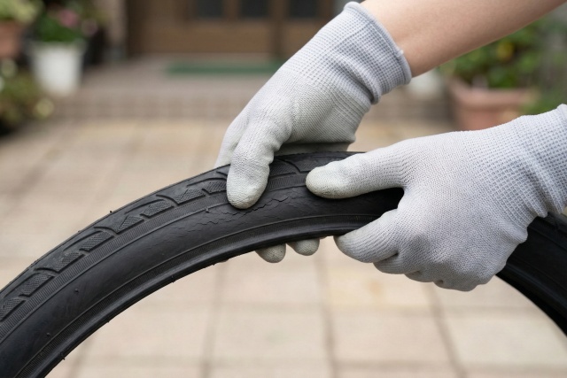 サイドウォールのひび割れ深さを確認する劣化診断法