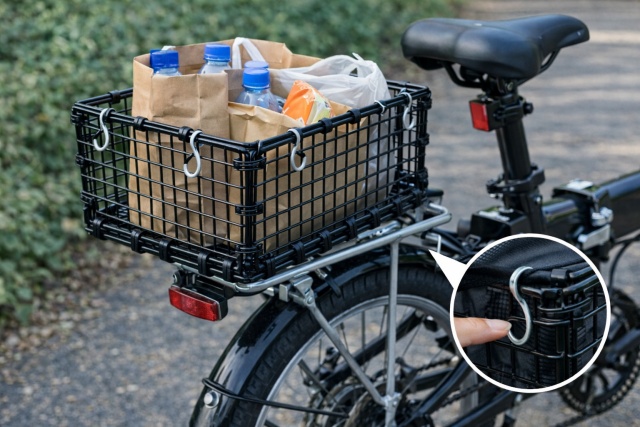 リアキャリアに後ろカゴを設置する連結の裏技