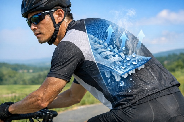 涼しい夏用サイクルジャージの吸汗速乾性と素材選び