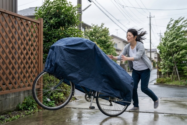 強風時は外したあと車体を守る